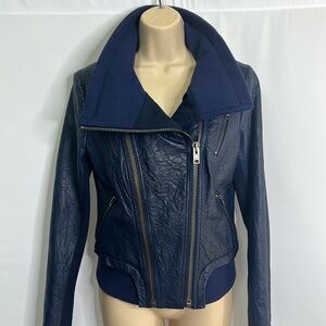 North Beach lamb leather blue jacket